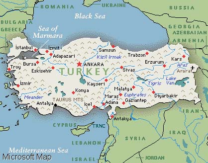 The lands of Turkey are located at a point where the three continents ...